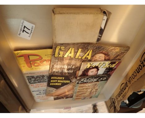 Four issues of early Glamour Magazines, Pose, Gala, Nuffsed and Bliss plus a pack of glamour playing cards 