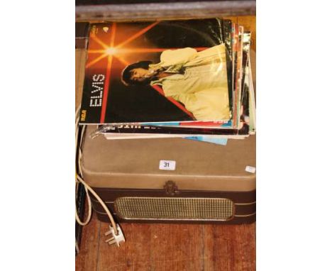 Old fashioned Bush record player and LP's