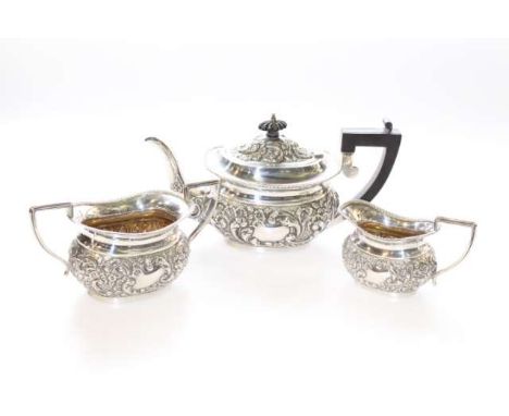 Silver three-piece tea service