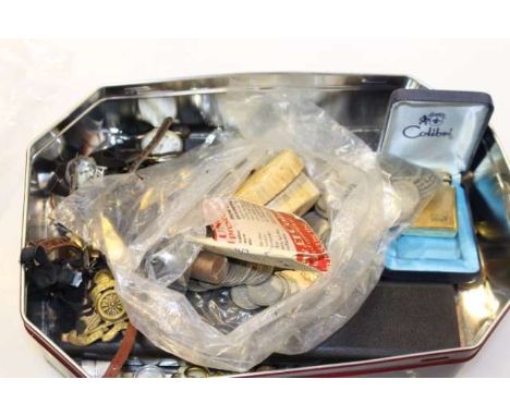 Calibri lighter, Paul Jobin wristwatch, watches, military buttons, etc