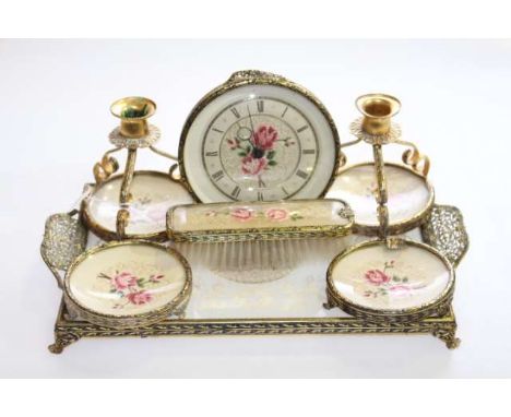 Petit Point dressing table set with clock