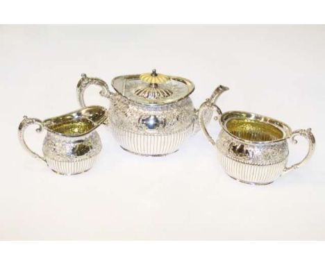 Silver-plated three-piece tea service