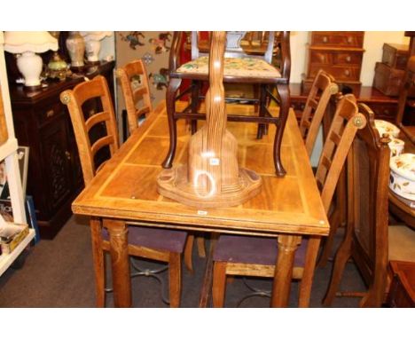 Barker & Stonehouse flagstone rectangular table and four ladder back chairs