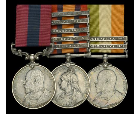 A Boer War D.C.M. group of three awarded to Sergeant F. Sharp, 84th Battery, Royal Field Artillery   Distinguished Conduct Me