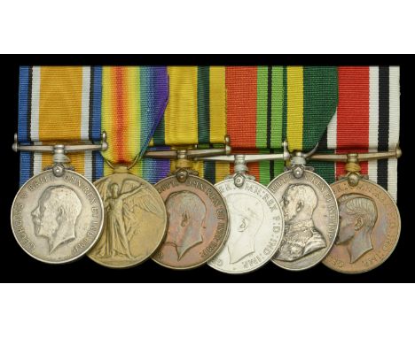 Six: Acting Lance-Bombardier E. J. Grey, Royal Garrison Artillery  British War and Victory Medals (128618 Gnr. E. Grey. R.A.)