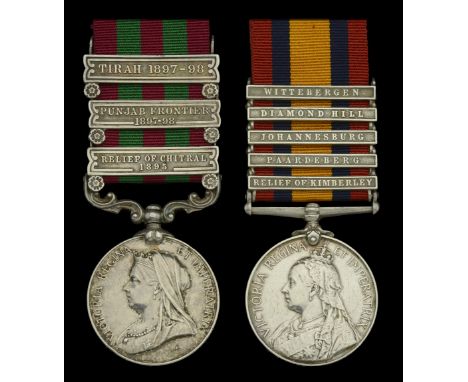 Pair: Sergeant S. Hare, Gordon Highlanders  India General Service 1895-1902, 3 clasps, Relief of Chitral 1895, Punjab Frontie