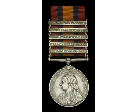 Queen’s South Africa 1899-1902, 5 clasps, Cape Colony, Orange Free State, Transvaal, South Africa 1901, South Africa 1902 (Li