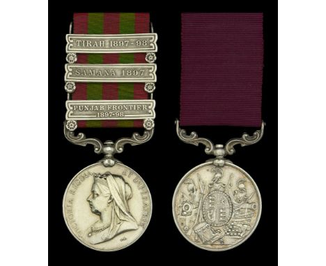 Pair: Sergeant F. Thorley, Royal Artillery  India General Service 1895-1902, 3 clasps, Punjab Frontier 1897-98, Samana 1897, 
