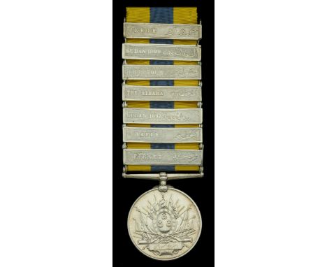 Khedive’s Sudan 1896-1908, 7 clasps, Firket, Hafir, Sudan 1897, The Atbara, Khartoum, Sudan 1899, Jerok, top clasp unofficial
