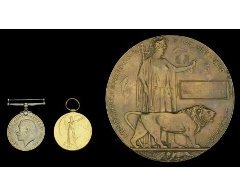 Pair: Private S. W. Hunter, 9th (Service) Battalion, Suffolk Regiment, who was killed in action on the Western Front on 13 Se