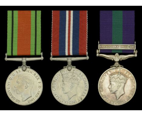 Three: Private T. J. McIntyre, Duke of Cornwall’s Light Infantry  Defence and War Medals 1939-45; General Service 1918-62, 1 