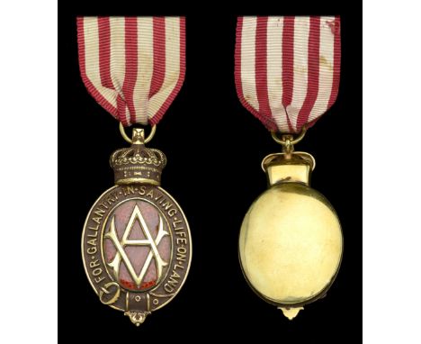 Specimen Medal: Albert Medal, 1st Class, for Gallantry in Saving Life on Land, gold and enamel, unnamed, in correct fitted ca