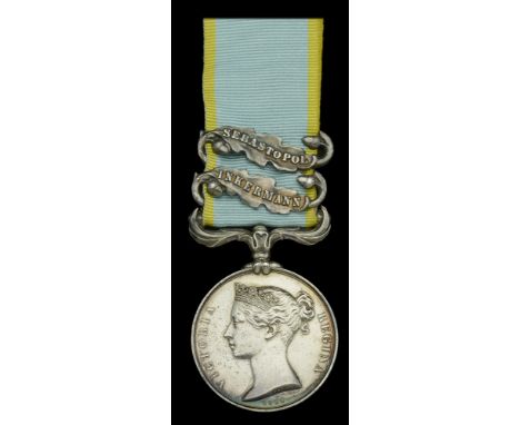 Crimea 1854-56, 2 clasps, Inkermann, Sebastopol (Wm. Perkins A.B. H.M.S. Albion) officially engraved naming in the correct st