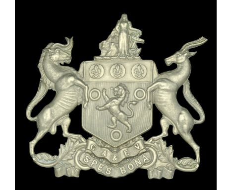 Cape Town Artillery and Engineers Volunteers Helmet Plate c.1900. A fine white metal example, the coat of arms for Cape Town 