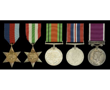 Five: Warrant Officer Class II R. F. Burrett, Duke of Cornwall’s Light Infantry  1939-45 Star; Italy Star; Defence and War Me