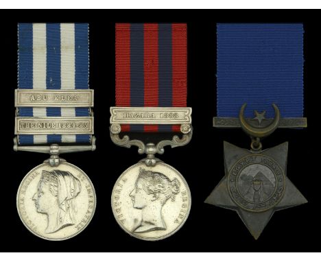Three: Private J. Poundsberry, Royal Sussex Regiment  Egypt and Sudan 1882-89, undated reverse, 2 clasps, The Nile 1884-85, A