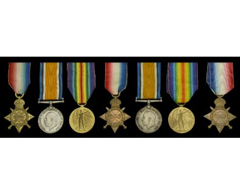 Three: Lance Corporal F. Beer, 9th (Service) Battalion, Royal Warwickshire Regiment 1914-15 Star (2600 Pte. F. Beer, R. War. 
