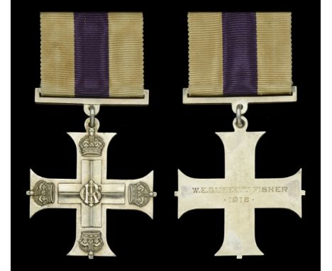 A Great War M.C. awarded to Captain W. E. Garrett-Fisher, Highland Light Infantry  Military Cross, G.V.R., reverse contempora