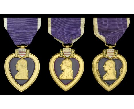 United States of America, Purple Heart (3) (James A. Marzitello; James W. Seaton; Charles J. Szulewski) all in cases of issue