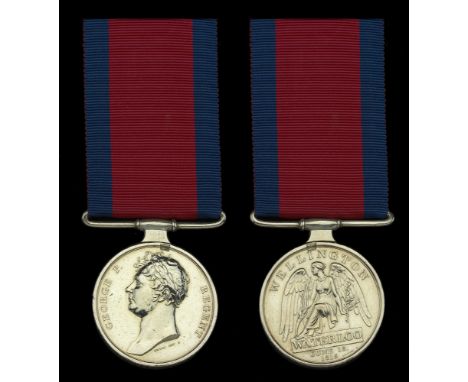 Waterloo 1815 (Lieut. Thomas Troward, 51st Reg. Light Infantry) fitted with contemporary silver hinged bar suspension, a few 