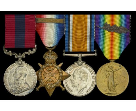 A Great War 1915 ‘Battle of Neuve Chapelle’ D.C.M. group of four awarded to Private S. C. Climpson, 2nd Battalion, Northampto