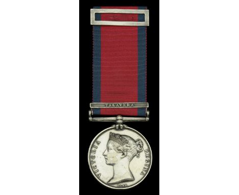 Military General Service 1793-1814, 1 clasp, Talavera (W. Wynn, Gunner, R. Arty.) fitted with silver ribbon slide, small edge