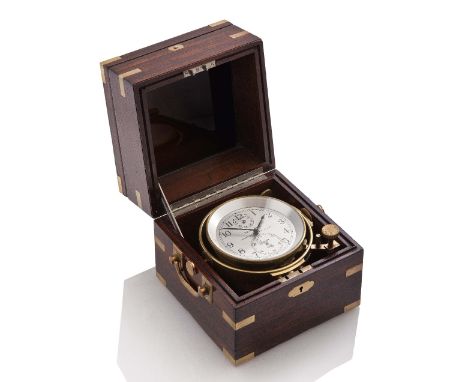 A TWO-DAY HAMILTON MODEL 21 MARINE CHRONOMETER, MID-20TH-CENTURY, with 4in. diameter silvered Arabic dial 48-hour up/down rin