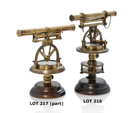 A 18TH-CENTURY THEODOLITE BY GEORGE ADAMS, LONDON, the 8½in. telescope with bubble under, mounted on silvered arc with rack-a