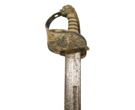 AN 1827-PATTERN ROYAL NAVY SWORD HILT WITH CHINESE REPLACEMENT BLADE, the 29in. curved blade inscribed with Chinese character