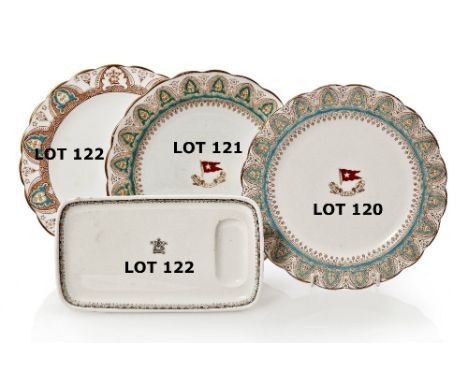 A FIRST CLASS WHITE STAR LINE TURQUOISE GOTHIC PATTERN SIDE PLATE, unsigned, bearing registration design no. R.N. 117214 and 