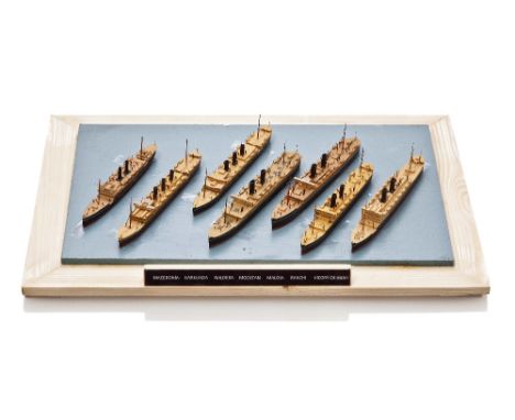 A QUANTITY OF 1:1250 SCALE WATERLINE MODELS BY BASSETT LOWKE, comprising P&O cargo/passenger ships: Macedonia, Narkunda, Nald