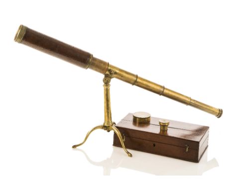 A REFRACTING TELESCOPE COMPENDIUM BY W. & S. JONES, LONDON, CIRCA 1825, comprising 2¼in. 5-draw patinated leather covered bra