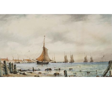 RICHMOND W. MARKES (ENGLISH, LATE 19TH-CENTURY), Shipping off Leigh-on-Sea, Signed 'R. Markes' (lower left), Watercolour, 6¾ 