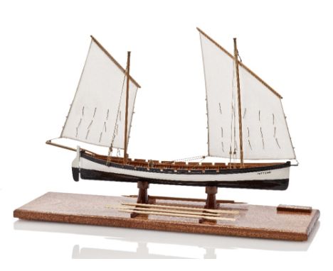 A WELL PRESENTED ½IN. TO 1FT MODEL OF THE NORFOLK BEACH YAWL BITTERN [1892], modelled by R. Phillips as in working practise, 