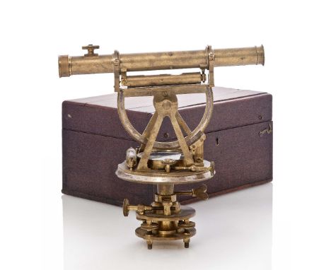 A THEODOLITE BY GILKERSON & CO. LONDON CIRCA 1820, signed on the bed-plate as per title, 2¾in. silvered compass dial, bubble 