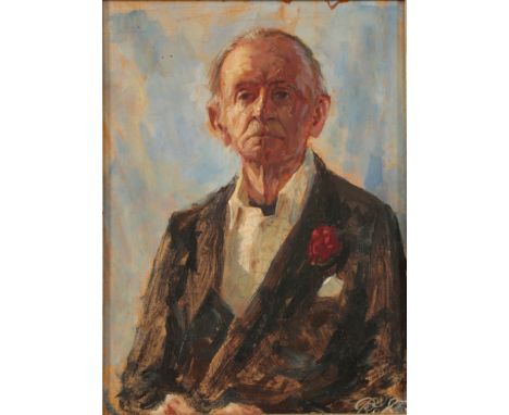 *PETER CUMMING (1916-1993) 'The Old Man' half-length portrait study, monogrammed and dated '85 lower right, oil on board, 20c
