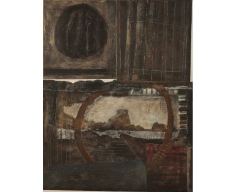*ROBERT ALWYN HUGHES (1935-2020) 'The Tide' signed and dated 1961 verso, mixed media on canvas 127cm x 101cmProvenance: New A