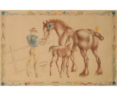 *JOHN SKEAPING (1901-1980) 'Mare and Foal' A Schools Print 1945, SP1, lithograph, printed in England at the Baynard Press for