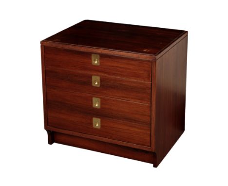 ARCHIE SHINE DESIGN FOR HEAL FURNITURE: A ROSEWOOD SMALL BEDSIDE CHEST OF DRAWERS the rectangular top above four drawers each