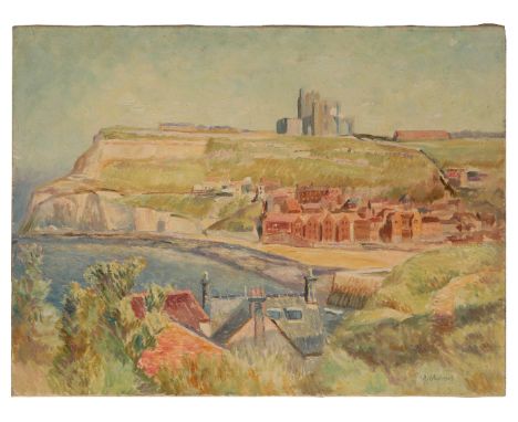 *ARTHUR HENRY ANDREWS (1906-1966) 'Whitby' coastal view with Whitby Abbey to the background, signed lower right, titled and d