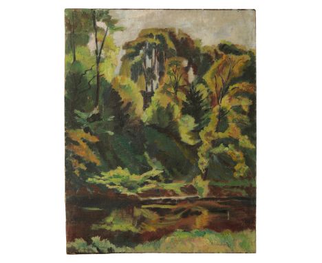 *ARTHUR HENRY ANDREWS (1906-1966) Woodland river scene signed lower right, oil on canvas laid on panel, 49cm x 38cm; together