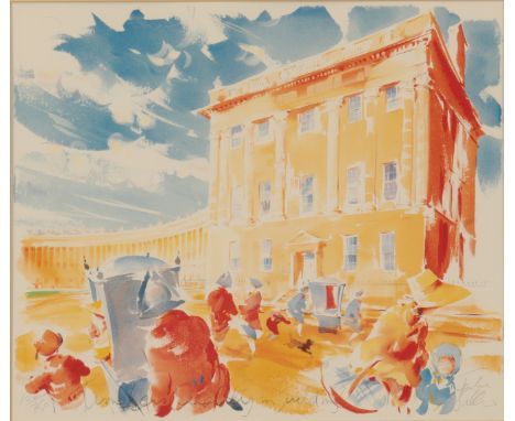 *JAKE SUTTON (B. 1947) 'Timeless Quality on Building' figures on the Royal Crescent, Bath, a limited edition to commemorate t
