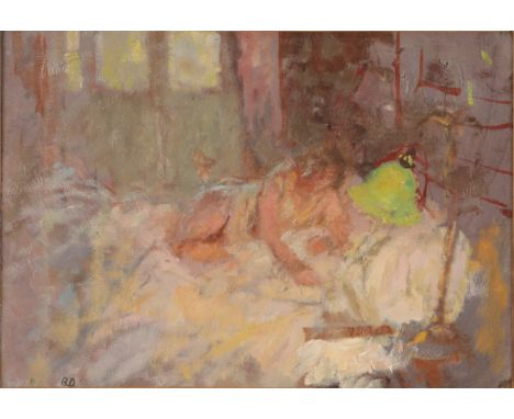 *BERNARD DUNSTAN (1920-2017) 'Morning Papers, The Green Lamp' monogrammed twice lower left (once painted over), titled and da