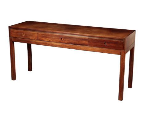 ARCHIE SHINE DESIGN FOR HEAL FURNITURE: A ROSEWOOD CONSOLE TABLE the rectangular top above three frieze drawers with simple r