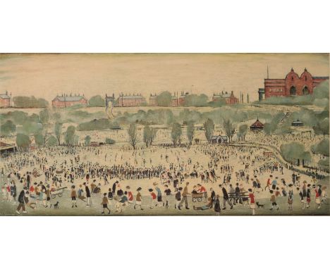 *LAURENCE STEPHEN LOWRY (1887-1976) 'Peel Park, Salford' signed in pencil to the margin lower right, Fine Art Trade Guild bli