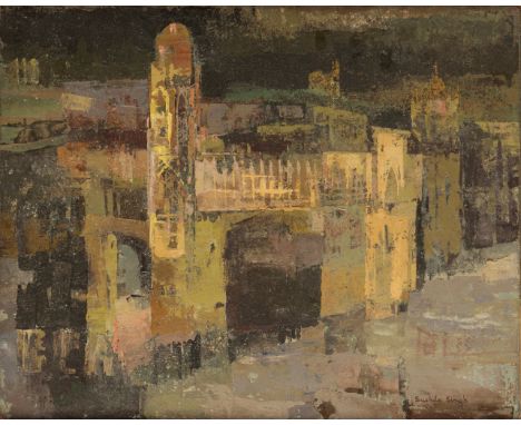 *SUSHILA SINGH (1904-1999) 'Castle in Teruel' signed lower right, oil on canvas, 40cm x 50cmProvenance: The Collection of Bou