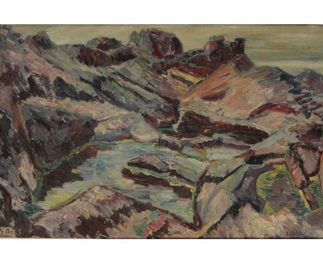 *ARTHUR HENRY ANDREWS (1906-1966) 'Rock Pools' signed and dated '35 lower right, oil on board, 35cm x 52cmProvenance: The Col