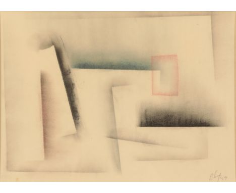 BRITISH SCHOOL, 20TH CENTURY Abstract Composition signed "Riley '59" in pencil lower right, mixed media on paper, 25cm x 35cm