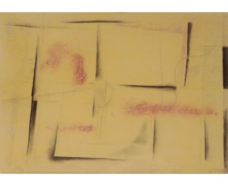 BRITISH SCHOOL, 20TH CENTURY Abstract Composition signed "Riley '59" in green ink lower left, mixed media on paper, 35cm x 49