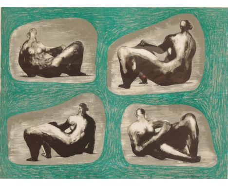 *HENRY MOORE OH CH FBA (1898-1986) 'Four Reclining Figures: Caves' 1974, signed and inscribed "For Poole College - from Henry